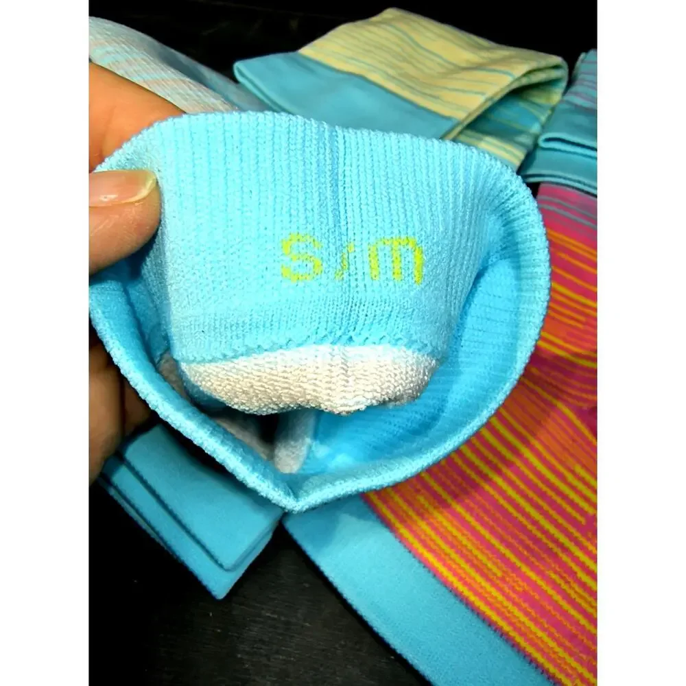 2030. 3 Pairs Toeless Compression Socks Variegated Colors Size S/M